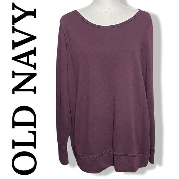 OLD NAVY ACTIVE Burgundy Sweatshirt w/ Cute Unique Cut Out Back Design, Size L - Picture 1 of 7
